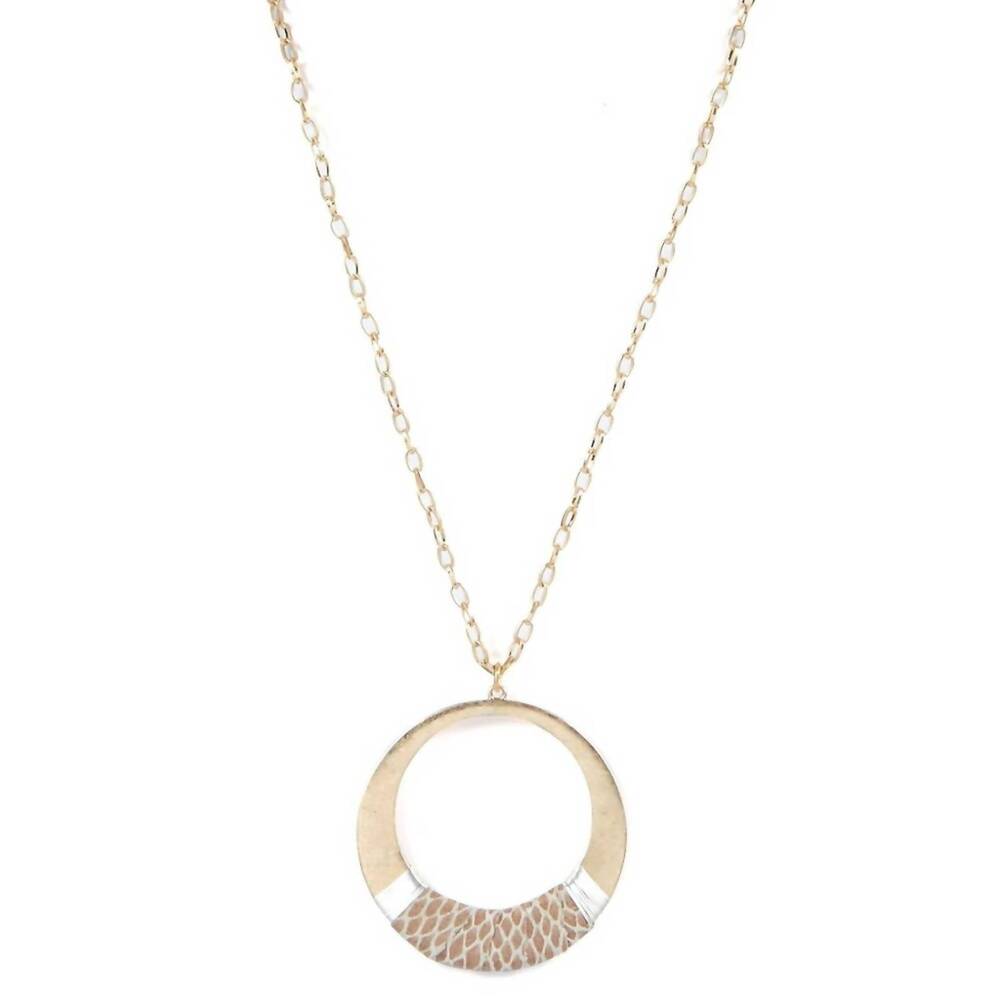 NEW KALEIDOSCOPE ACCESSORIES women's circle pendant necklace with snake print wr